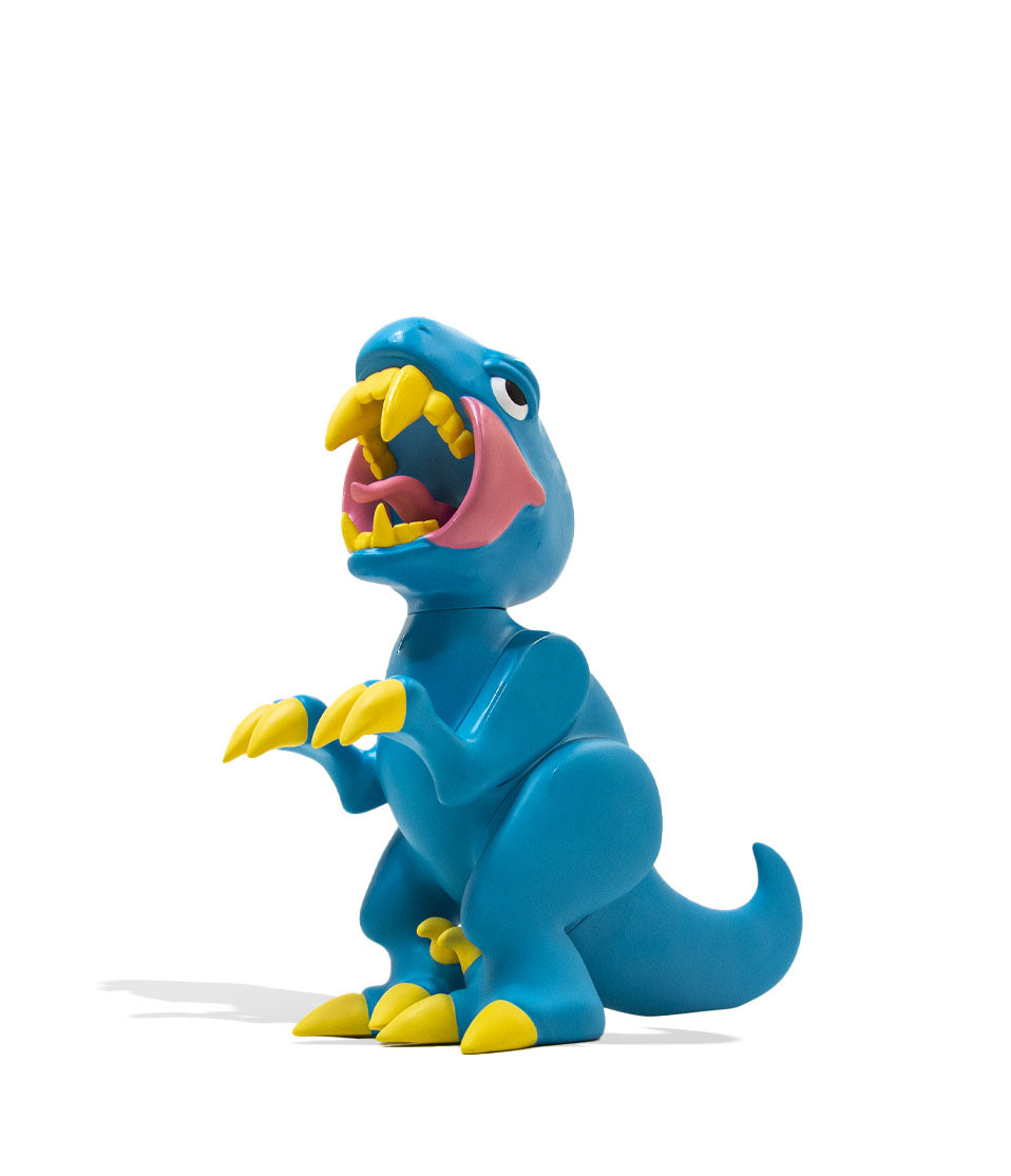 Elbo Glass Blue Open Mouth Raptor Vinyl Figure side angle view on white background