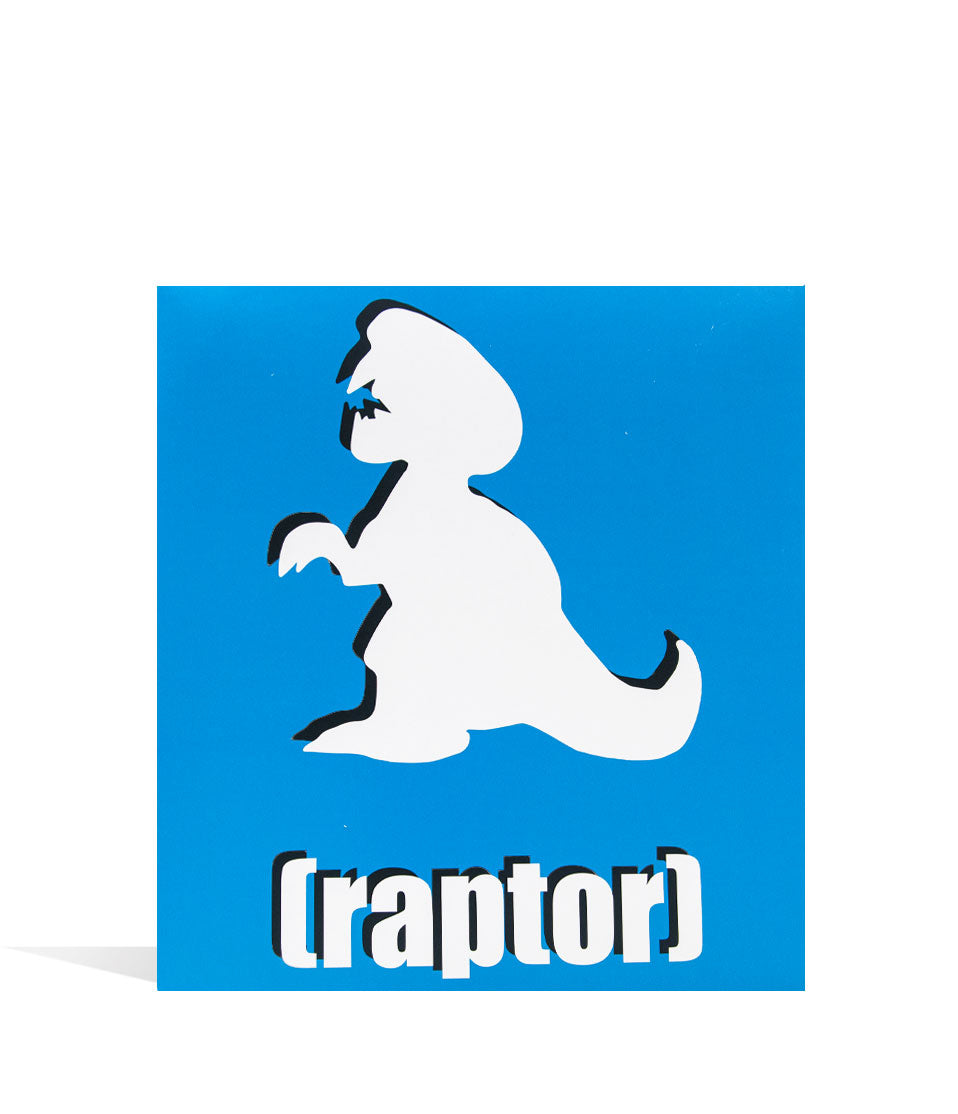 Elbo Glass Blue Open Mouth Raptor Vinyl Figure packaging on white background