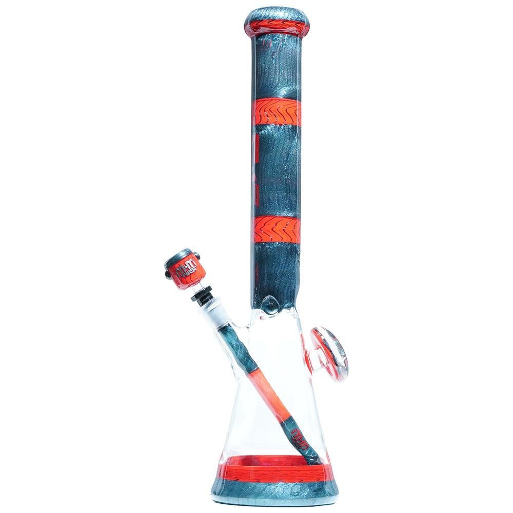 Gray & Orange Heady Beaker M&M tech - M&M Tech Glass