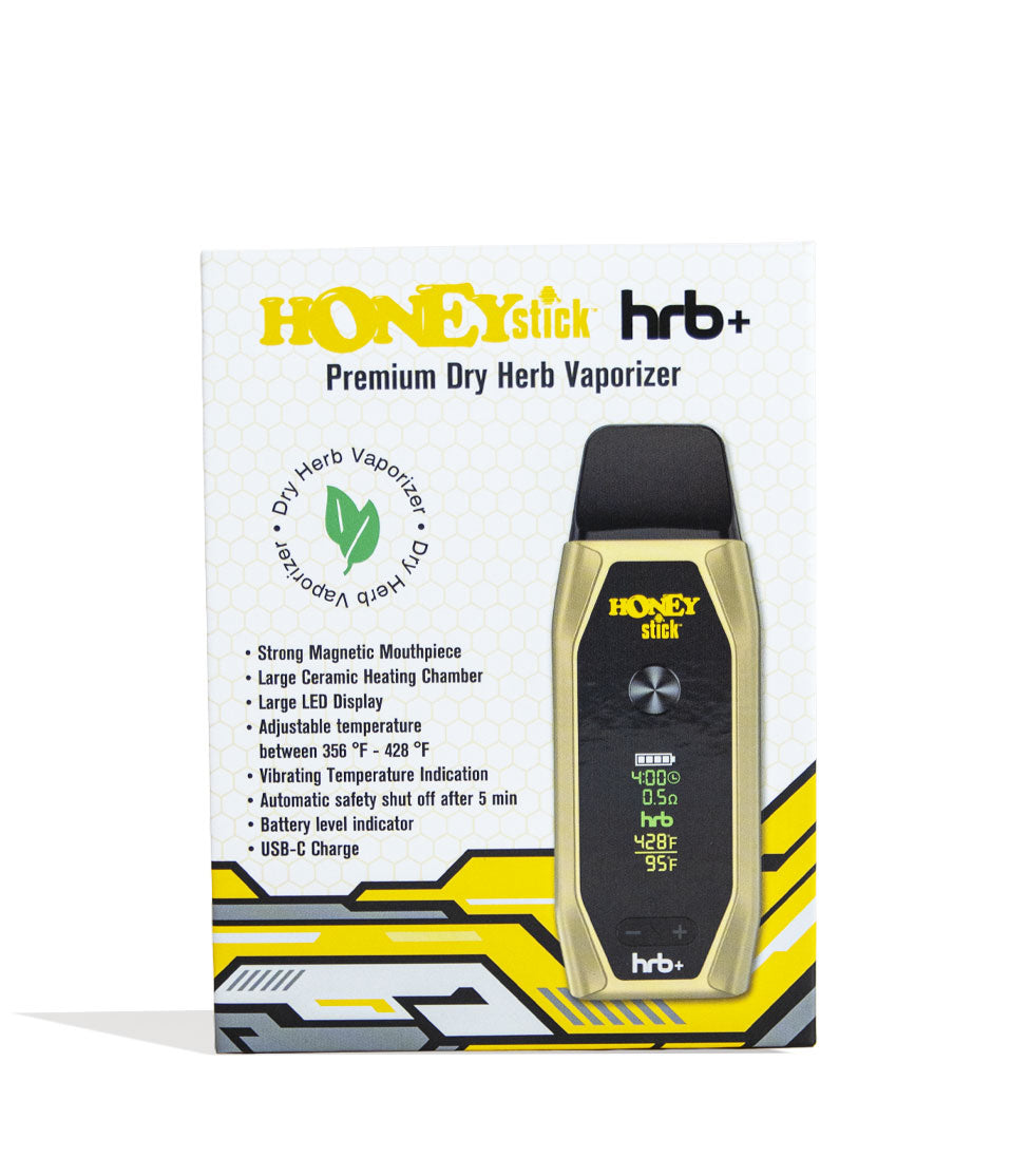 Yellow Honeystick HRB Plus Vaporizer Packaging Front View on White Background