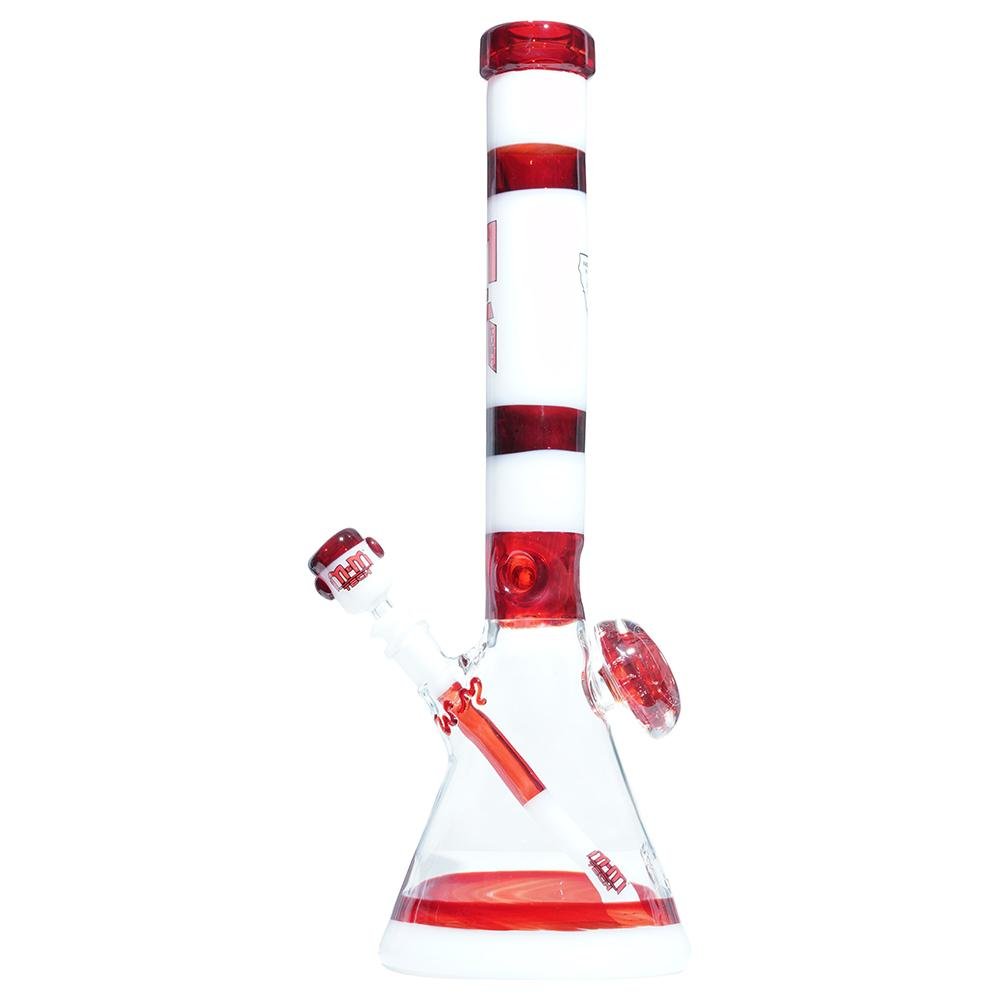 Red & White Heady Beaker M&M tech - M&M Tech Glass