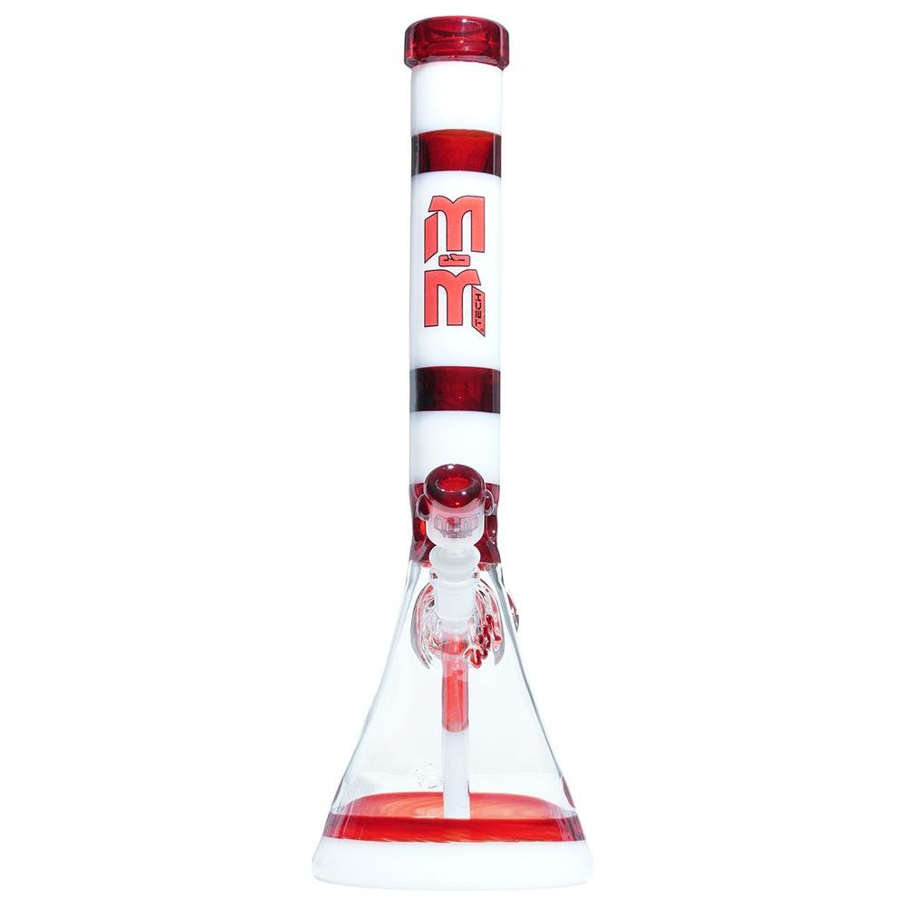 Red & White Heady Beaker M&M tech - M&M Tech Glass