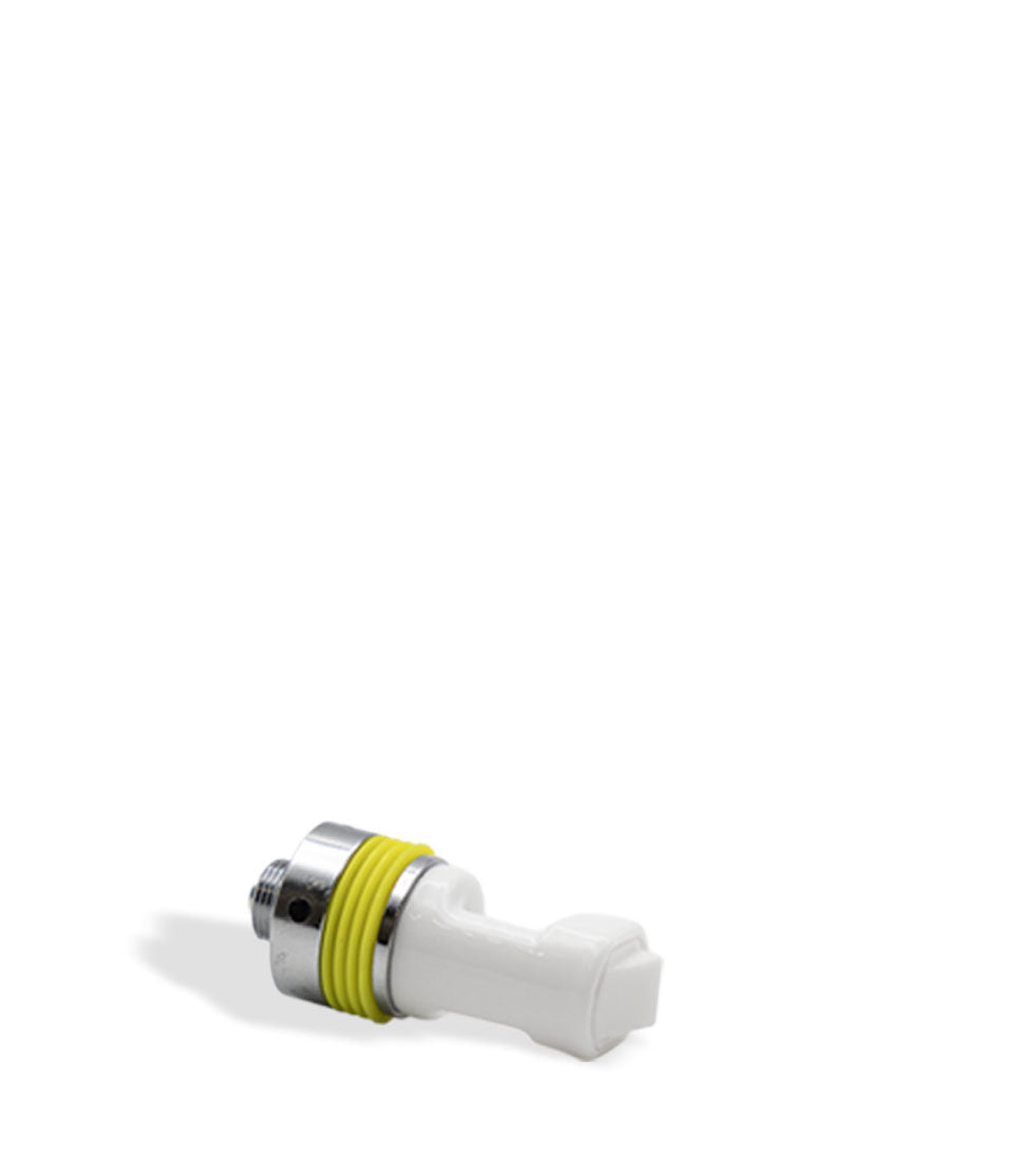 Small mechanical hammer coil accessory for vaping on a white background on side view
