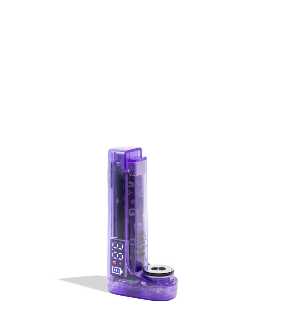 Purple electronic vape battery device on a white background