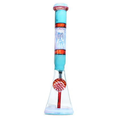 Baby Blue & Orange Heady Beaker M&M tech - M&M Tech Glass