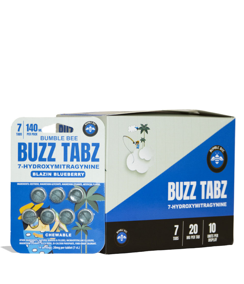 Bumble Bee Buzz Tabs Blazin Blueberry 7-OH 7pk 20mg Chewables 10pk Front View on White Background