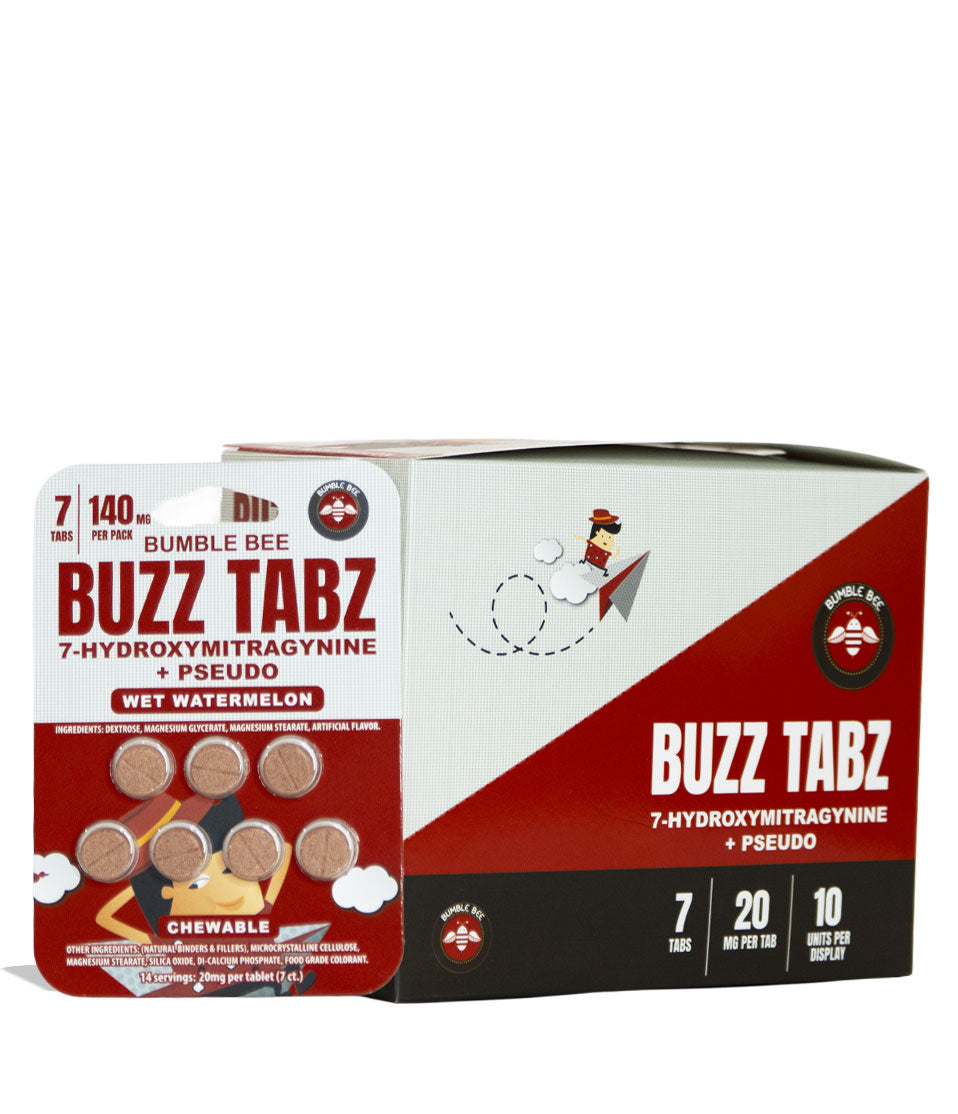 Bumble Bee Buzz Tabs Wet Watermelon 7-OH Pseudo 7pk 20mg Chewables 10pk Front View on White Background