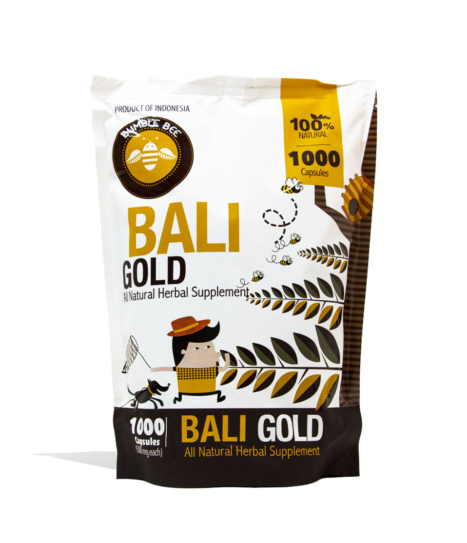 Bali Gold Bumble Bee Supplement Capsule Bag 1000ct Front view on White Background
