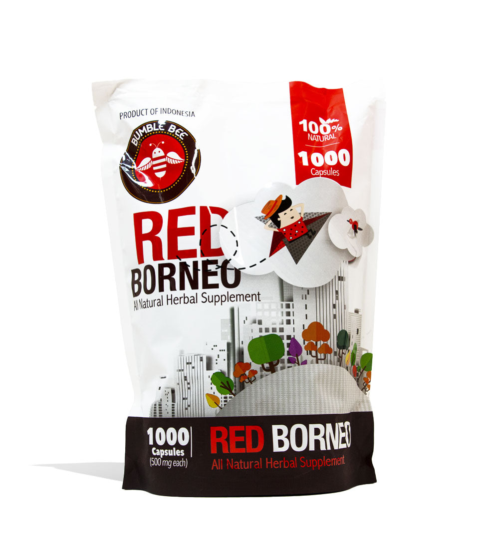 Red Borneo Bumble Bee Supplement Capsule Bag 1000ct Front view on White Background