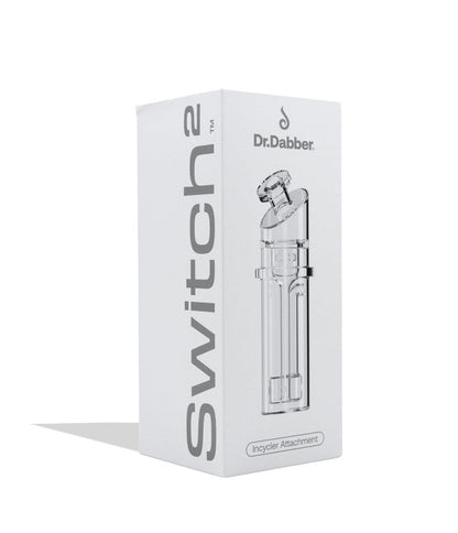 Dr Dabber Switch 2 glass attachment on white background in side view in unopened box packaging