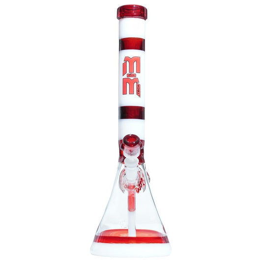 Red & White Heady Beaker M&M tech - M&M Tech Glass
