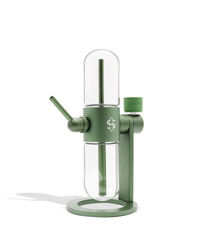 Olive Green Stündenglass Gravity Infuser angle view on white background