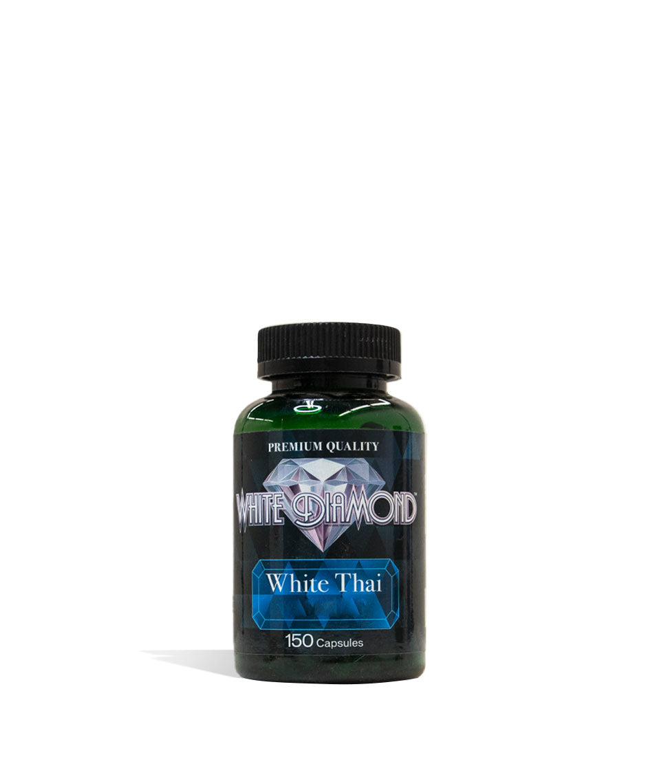 White Thai White Diamond Supplement Capsules 150 Count Front View on White Background