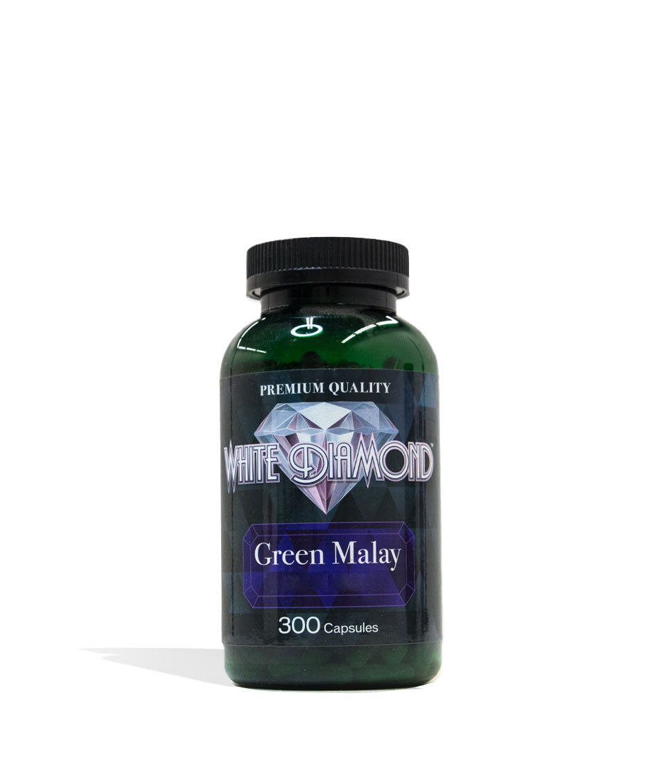 Green Malay White Diamond Supplement Capsules 300 Count Front View on White Background