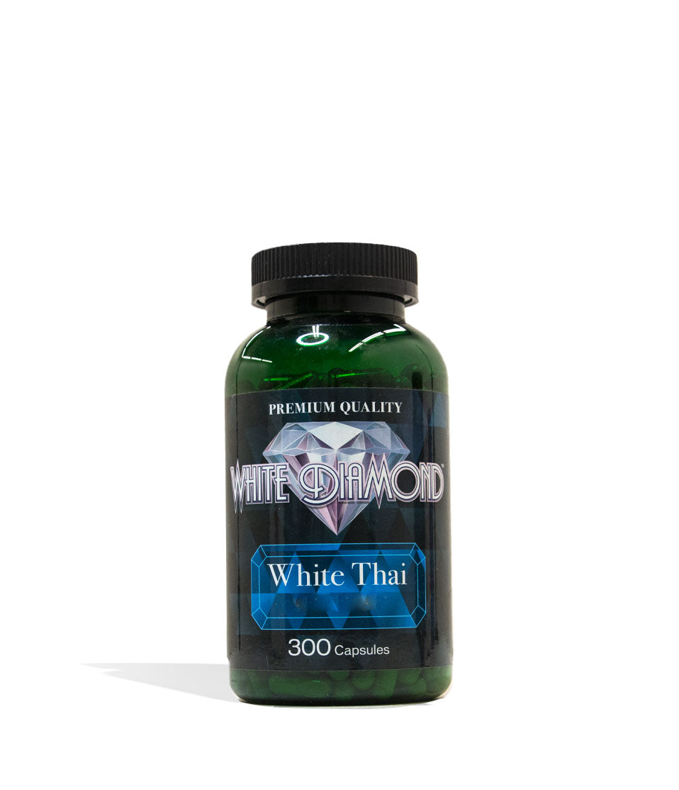 White Thai White Diamond Supplement Capsules 300 Count Front View on White Background