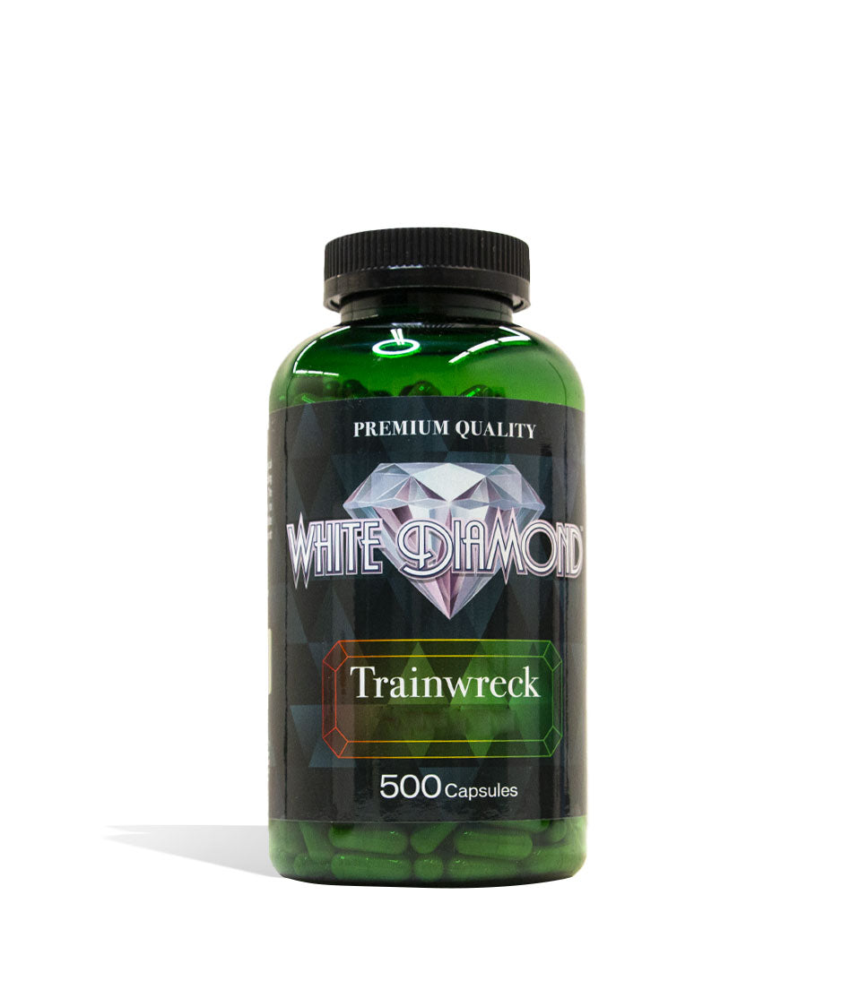 Trainwreck White Diamond Supplement Capsules 500 Count Front View on White Background
