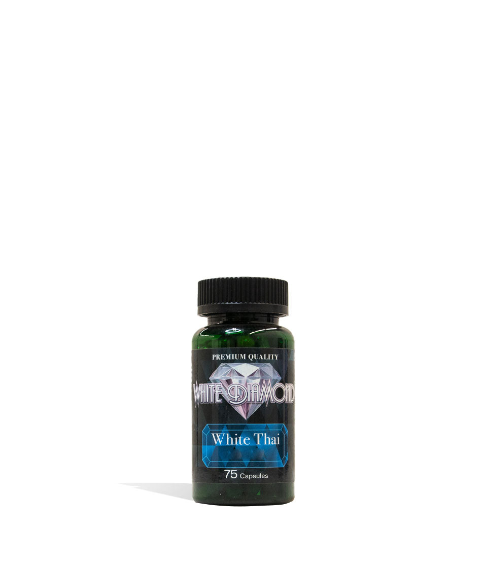 White Thai White Diamond Supplement Capsules 75 Count Front View on White Background