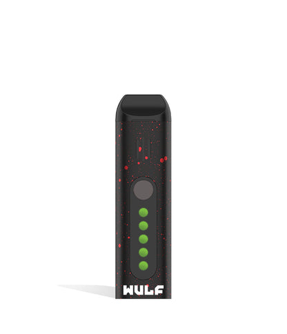 Black Red Spatter Wulf Mods Flora Portable Dry Herb Vaporizer front view on white background
