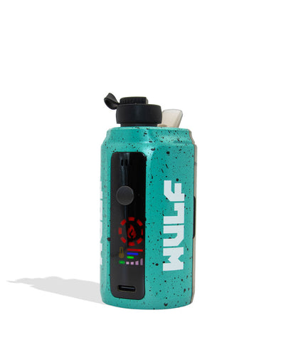 Teal Black Spatter Wulf Mods Growler Electronic Dab Rig angle view
 on white background