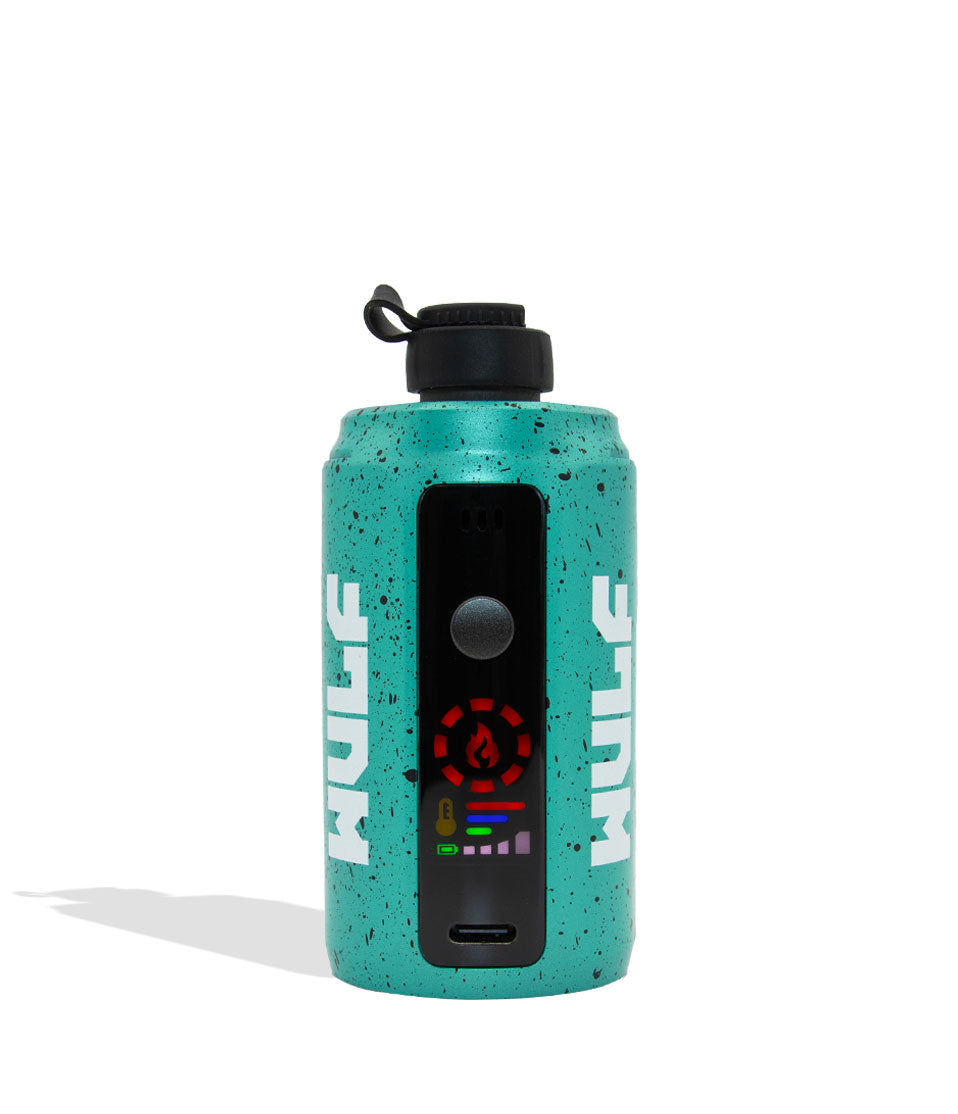 Teal Black Spatter Wulf Mods Growler Electronic Dab Rig front view on white background