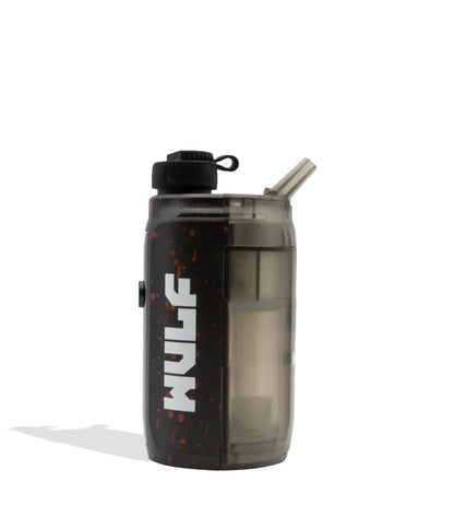 Black Red Spatter Wulf Mods Growler Electronic Dab Rig side view on white background