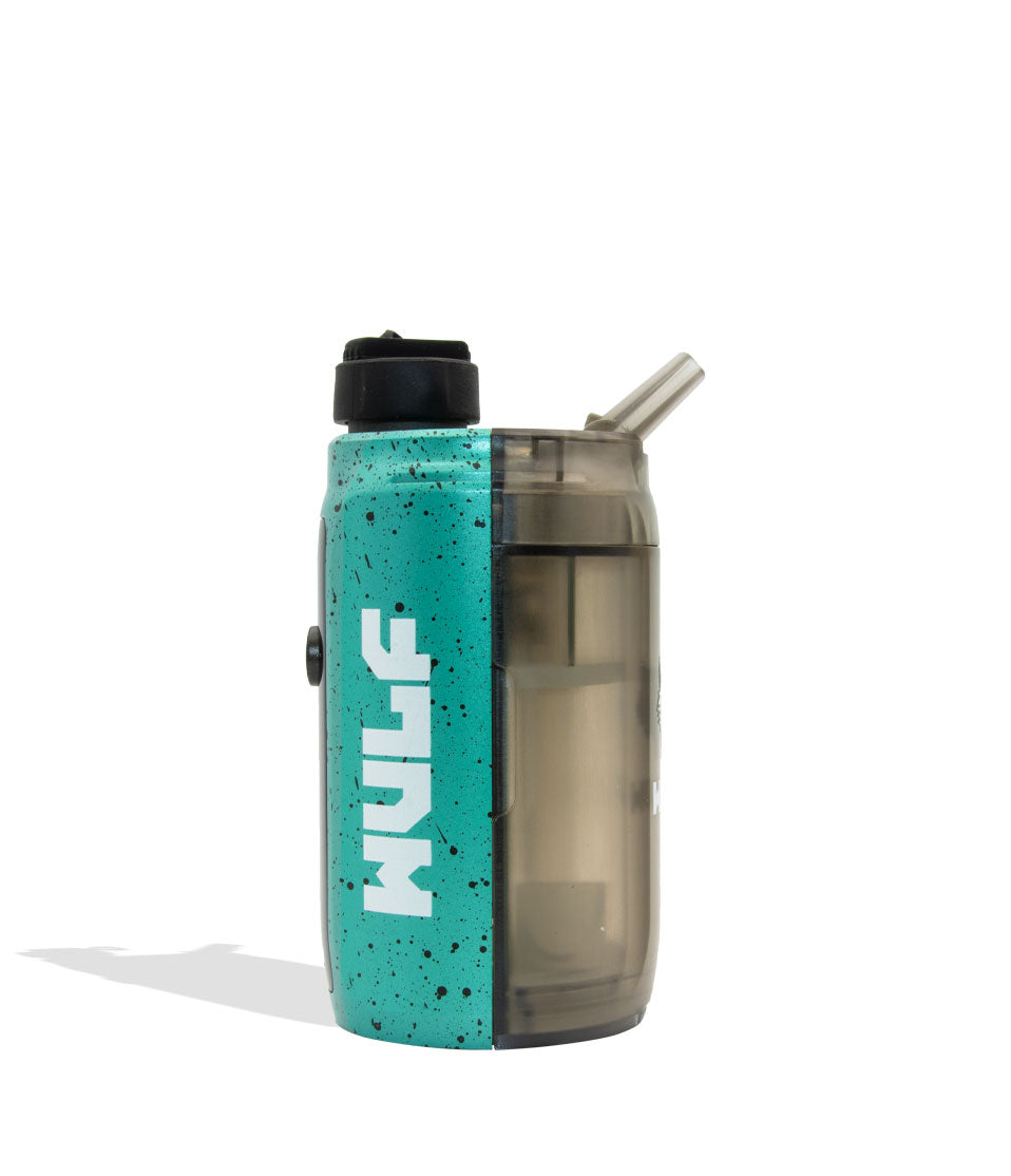 Teal Black Spatter Wulf Mods Growler Electronic Dab Rig side view on white background